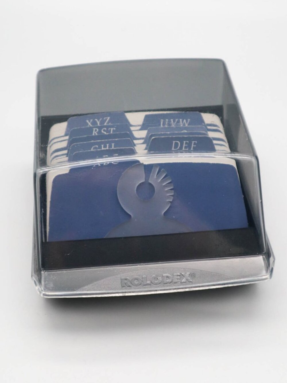 Vintage Rolodex S-310C 6" Mini Address Card File Tinted Lid Black 2x4 Cards